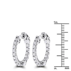 14K White Gold Inside Out Diamond Hoop Earrings For Women 1.5ct -Urban Jewels Shop 14k gold inside out diamond hoop earrings for women 15ct rulerwh