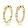 14K Yellow Gold Inside Out Yellow Diamond Hoop Earrings 1.33ct By Luxurman