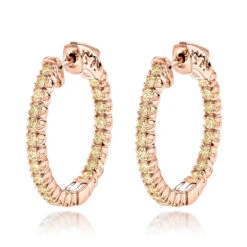 14K Yellow Gold Inside Out Yellow Diamond Hoop Earrings 1.33ct By Luxurman -Urban Jewels Shop 14k gold inside out yellow diamond hoop earrings 133ct by luxurman ro