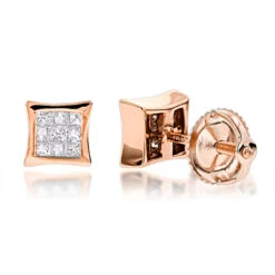 14K Yellow Gold Invisible Set Diamond Stud Earrings 0.28ct -Urban Jewels Shop 14k gold invisible set diamond stud earrings 028ct p 5879 ro