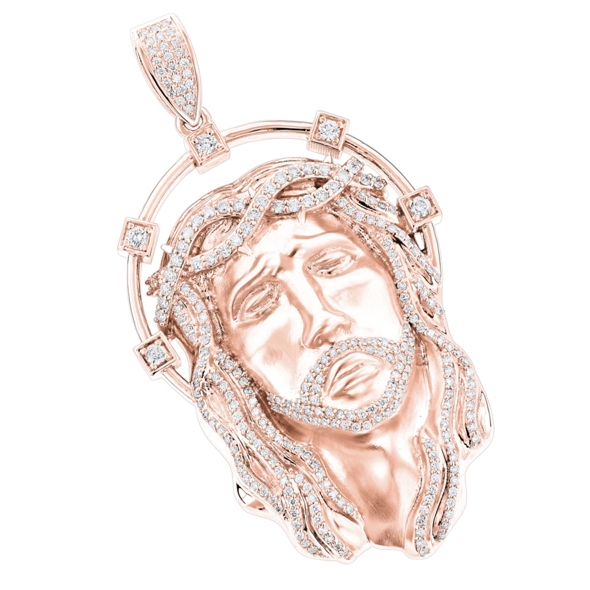 Hip Hop 14K White Gold Jesus Face Diamond Pendant For Men 3.55ct 3 Hip Hop 14K White Gold Jesus Face Diamond Pendant For Men 3.55ct - Image 3