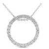 14K White Gold Ladies Circle Diamond Necklace 0.64ct