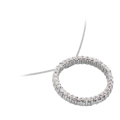 14K White Gold Ladies Circle Diamond Necklace 1.05ct 3 14K White Gold Ladies Circle Diamond Necklace 1.05ct - Image 3