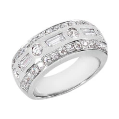 14K White Gold Ladies Diamond Ring 1.24ct 8.9mm