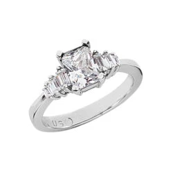 Ultra Thin 14K White Gold Ladies Diamond Ring 1.28ct
