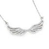 14K White Gold Ladies Diamond Wings Necklace Pendant By Luxurman