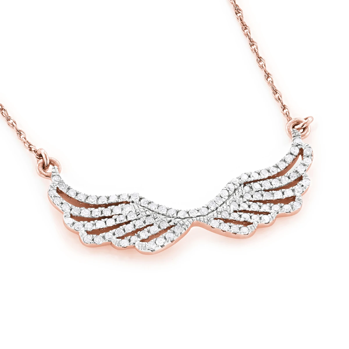 14K White Gold Ladies Diamond Wings Necklace Pendant By Luxurman 3 14K White Gold Ladies Diamond Wings Necklace Pendant By Luxurman - Image 3