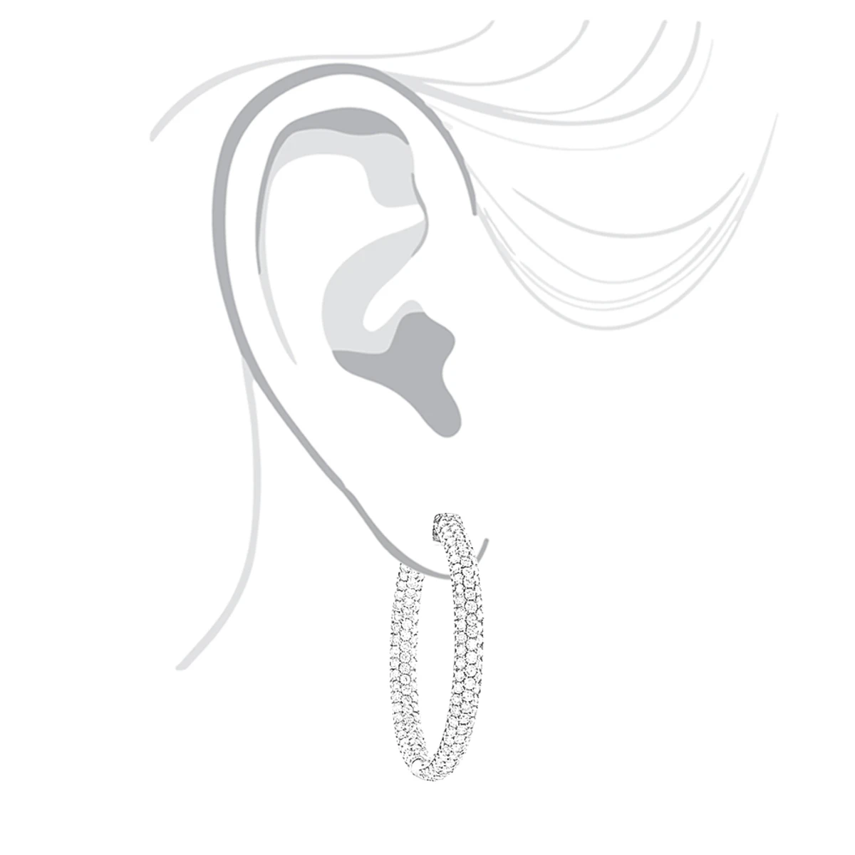 Large 5 Carat 1.5in Ladies Inside Out Diamond Hoop Earrings 14K Yellow Gold 5 Large 5 Carat 1.5in Ladies Inside Out Diamond Hoop Earrings 14K Yellow Gold - Image 5