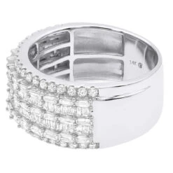 Unique Ladies Diamond Wedding Band 14K White Gold 3ct 11 Unique Ladies Diamond Wedding Band 14K White Gold 3ct -Urban Jewels Shop 14k gold ladies unique wedding band 3ct round and baguette diamond ring back white
