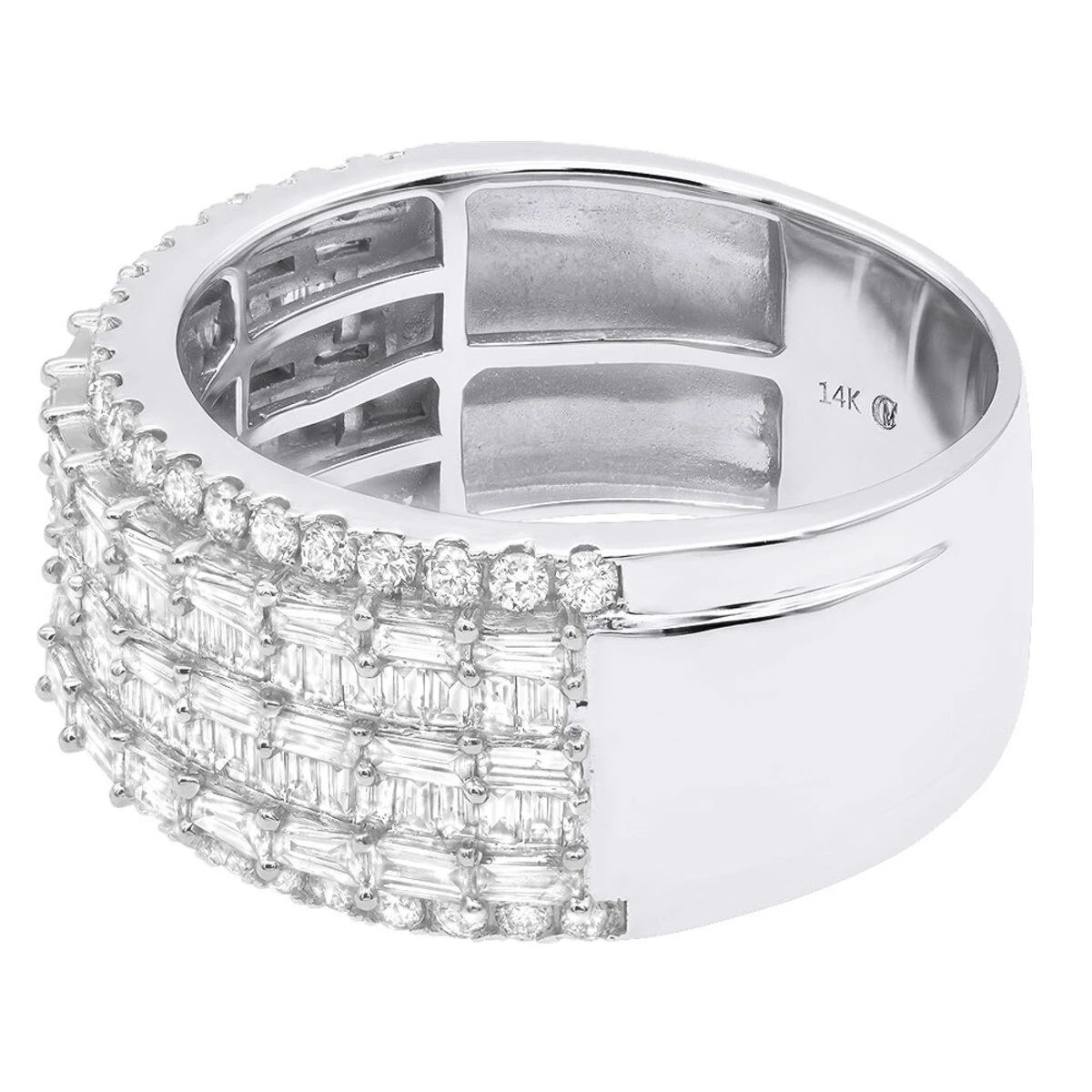 Unique Ladies Diamond Wedding Band 14K White Gold 3ct 4 Unique Ladies Diamond Wedding Band 14K White Gold 3ct - Image 4