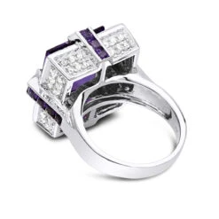 14K White Gold Large Diamond Amethyst Cocktail Ring For Women By Luxurman 14ct 9 14K White Gold Large Diamond Amethyst Cocktail Ring For Women By Luxurman 14ct -Urban Jewels Shop 14k gold large diamond amethyst cocktail ring for women by luxurman 14ct backwh