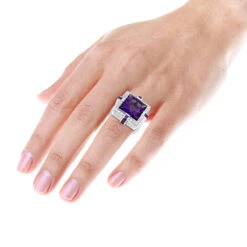 14K White Gold Large Diamond Amethyst Cocktail Ring For Women By Luxurman 14ct 10 14K White Gold Large Diamond Amethyst Cocktail Ring For Women By Luxurman 14ct -Urban Jewels Shop 14k gold large diamond amethyst cocktail ring for women by luxurman 14ct bodwh