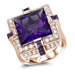 14K White Gold Large Diamond Amethyst Cocktail Ring For Women By Luxurman 14ct 8 14K White Gold Large Diamond Amethyst Cocktail Ring For Women By Luxurman 14ct -Urban Jewels Shop 14k gold large diamond amethyst cocktail ring for women by luxurman 14ct ro