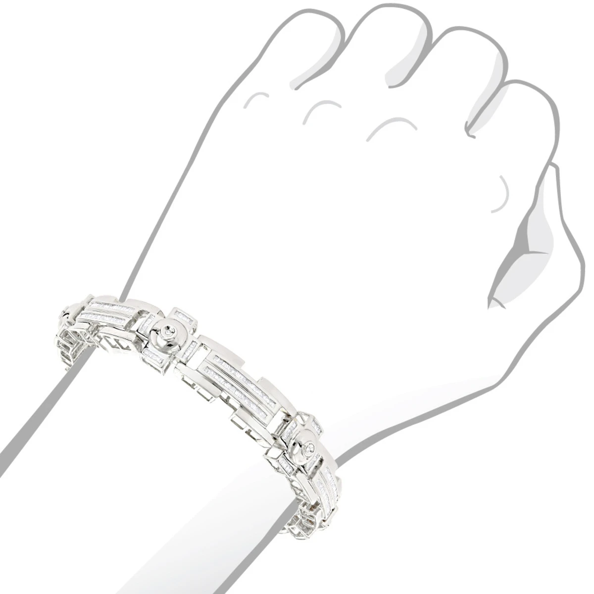 14K Yellow Gold Unique Diamond Bracelet For Men 4.5ct 4 14K Yellow Gold Unique Diamond Bracelet For Men 4.5ct - Image 4