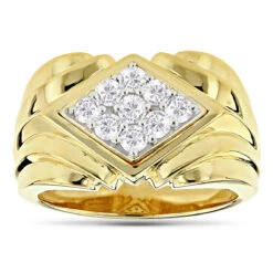 14K Yellow Gold Men's Diamond Ring 1.08ct 14.5mm