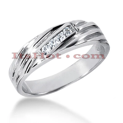 14K White Gold Men's Diamond Wedding Band 0.12ct 5.9mm 1 14K White Gold Men's Diamond Wedding Band 0.12ct 5.9mm