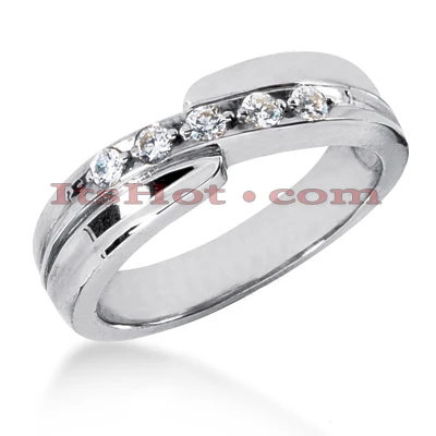 14K White Gold Men's Diamond Wedding Band 0.15ct 1 14K White Gold Men's Diamond Wedding Band 0.15ct