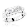 14K White Gold Men's Diamond Wedding Band 0.45ct 8.1mm