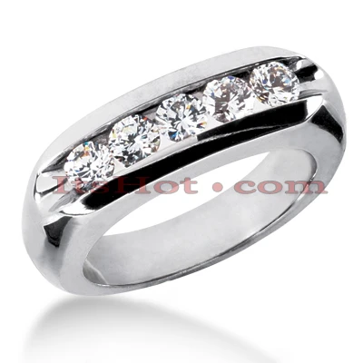 14K White Gold Men's Diamond Wedding Band 1.25ct 1 14K White Gold Men's Diamond Wedding Band 1.25ct