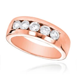 5 Stone 14K White Gold Men's Diamond Wedding Band 1ct -Urban Jewels Shop 14k gold mens diamond wedding band 1ct p 22442 ro