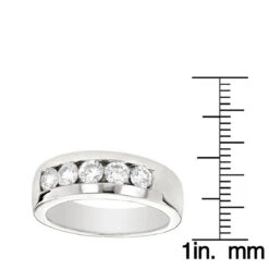 5 Stone 14K White Gold Men's Diamond Wedding Band 1ct -Urban Jewels Shop 14k gold mens diamond wedding band 1ct p 22442 rulerwh