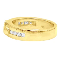 Ornamented 14K Yellow Gold Men's Diamond Wedding Ring 0.24ct -Urban Jewels Shop 14k gold mens diamond wedding ring 024ct p 27673 backye