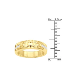 Ornamented 14K Yellow Gold Men's Diamond Wedding Ring 0.24ct -Urban Jewels Shop 14k gold mens diamond wedding ring 024ct p 27673 rulerye