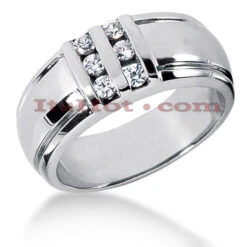 14K White Gold Men's Diamond Wedding Ring 0.30ct 8.9mm