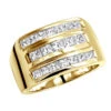 14K Yellow Gold Men's Princess Diamonds Ring 2.62ct