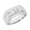 14K White Gold Men's Round & Princess Diamonds Ring 0.62ct