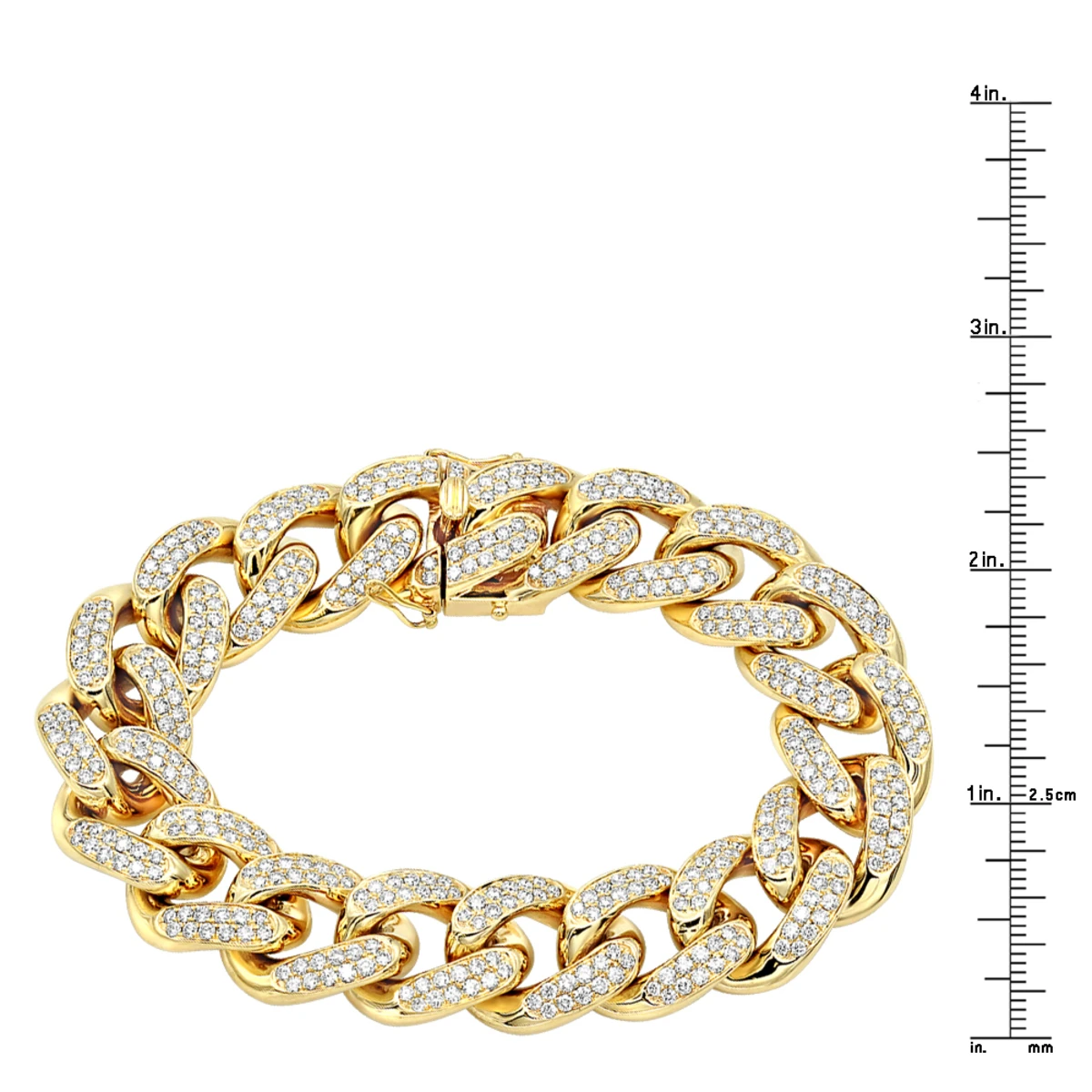 14K Yellow Gold Miami Cuban Link Chain Diamond Bracelet For Men 11.05ct 6 14K Yellow Gold Miami Cuban Link Chain Diamond Bracelet For Men 11.05ct - Image 6