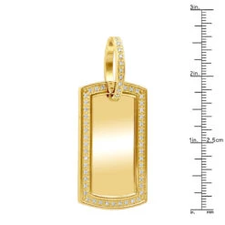 Customizable 14K Yellow Gold Oversized Diamond Dog Tag Pendant For Men 1 Carat -Urban Jewels Shop 14k gold oversized diamond dog tag pendant 1 carat p 5827 rulerye