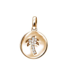 14K White Gold Palm Tree Circle Diamond Pendant 0.1ct Small Charm -Urban Jewels Shop 14k gold palm tree circle diamond pendant 010ct p 35181 ro