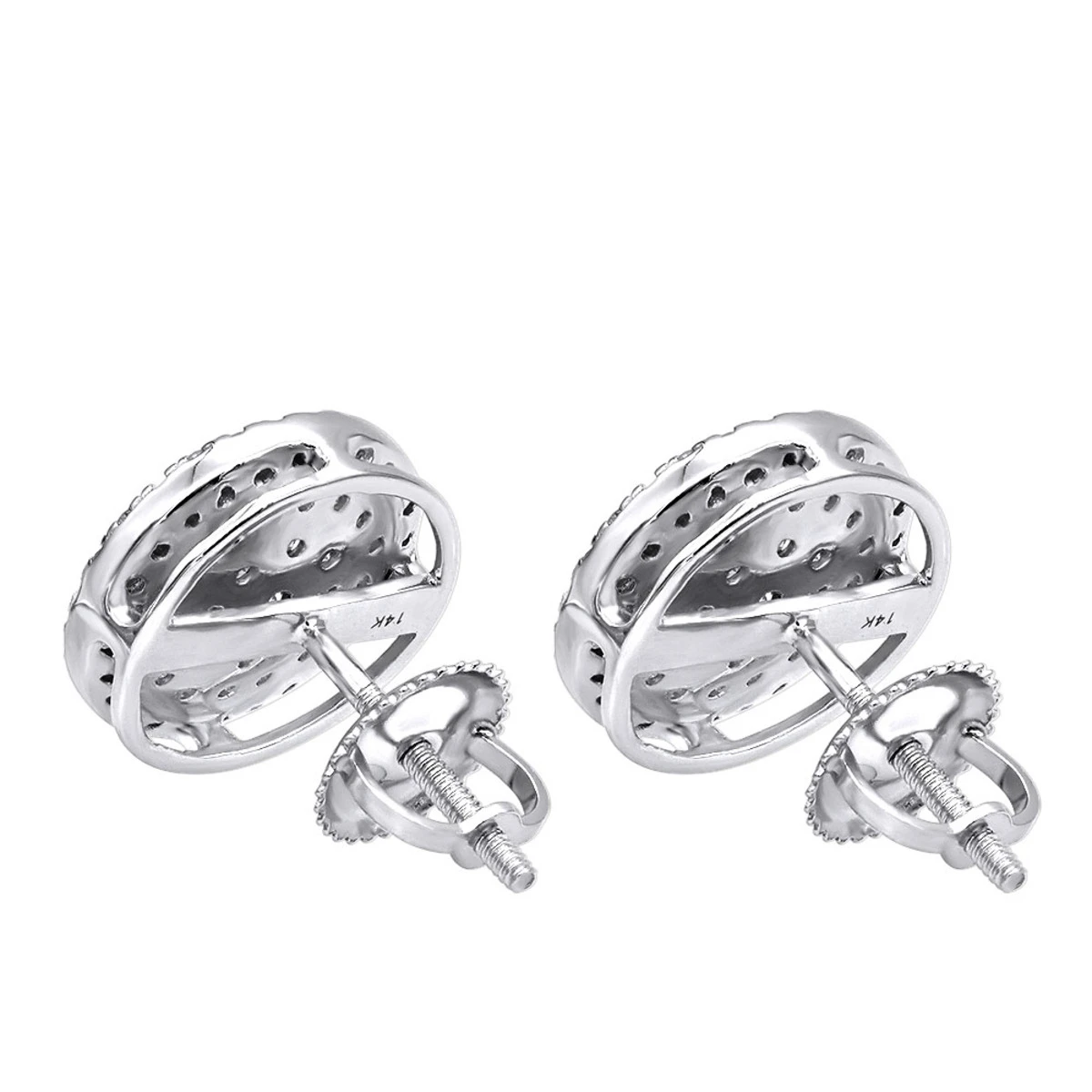 14K White Gold Pave Diamond Earrings For Men & Women 3/4ct Studs Real Diamonds 4 14K White Gold Pave Diamond Earrings For Men & Women 3/4ct Studs Real Diamonds - Image 4