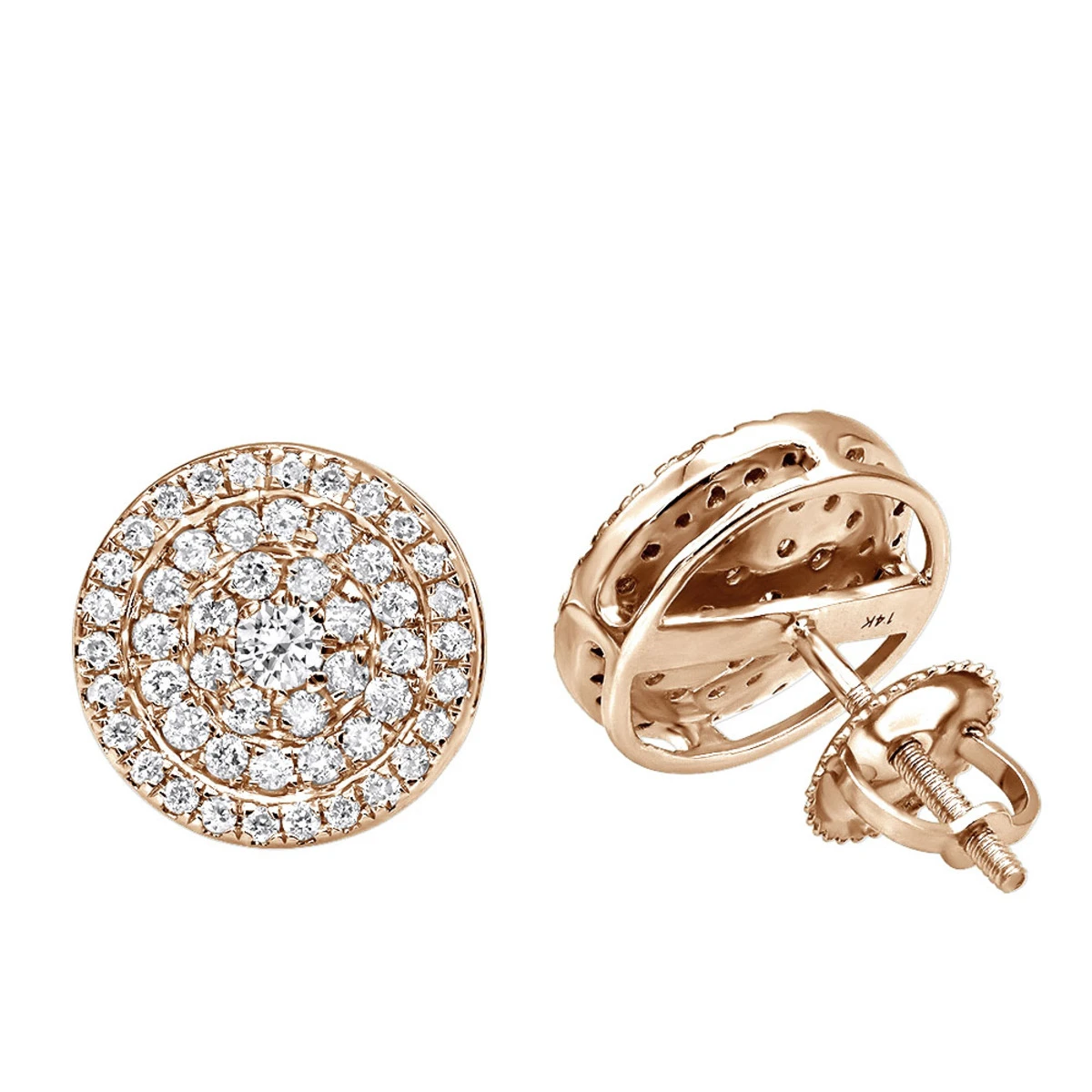 14K White Gold Pave Diamond Earrings For Men & Women 3/4ct Studs Real Diamonds 3 14K White Gold Pave Diamond Earrings For Men & Women 3/4ct Studs Real Diamonds - Image 3