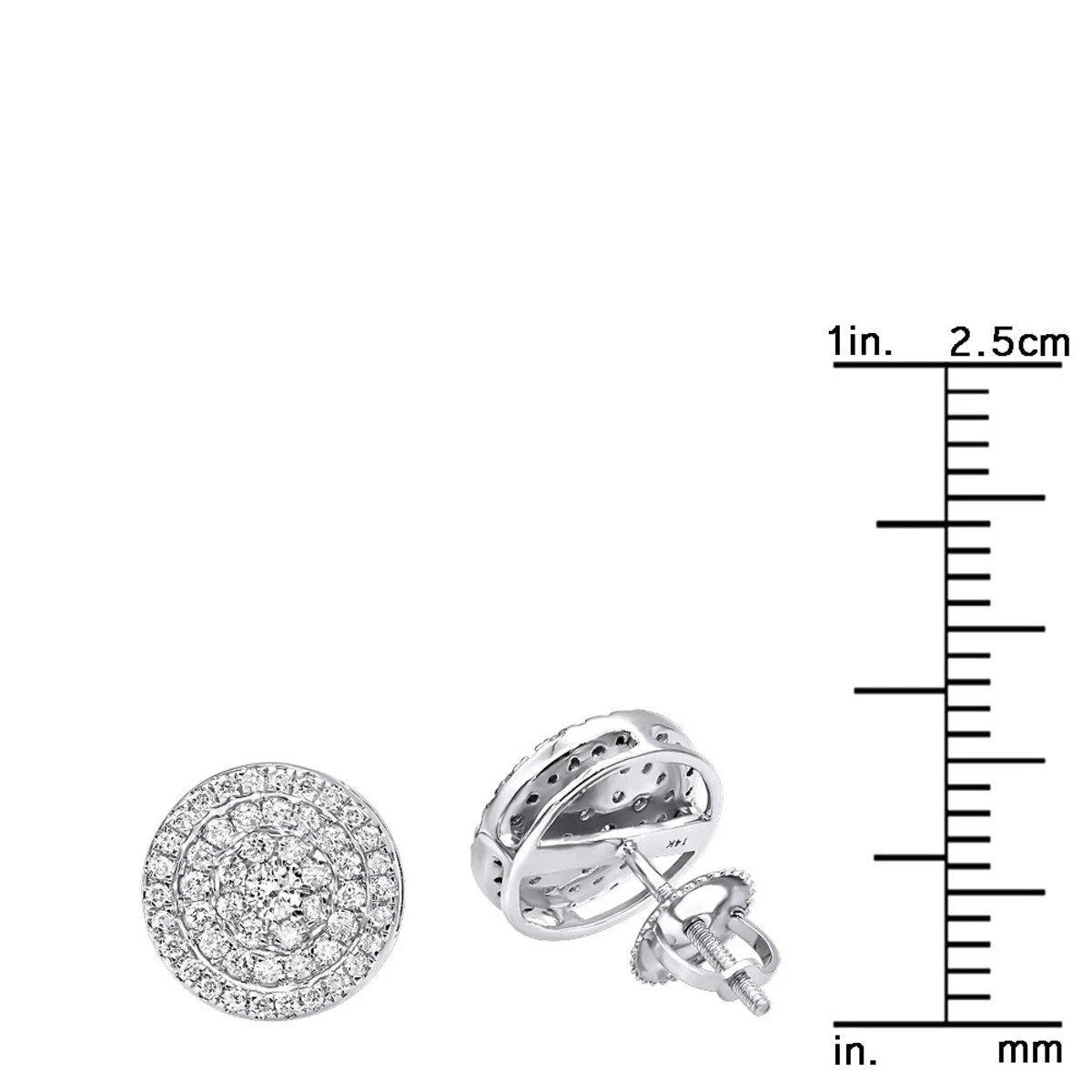 14K White Gold Pave Diamond Earrings For Men & Women 3/4ct Studs Real Diamonds 6 14K White Gold Pave Diamond Earrings For Men & Women 3/4ct Studs Real Diamonds - Image 6