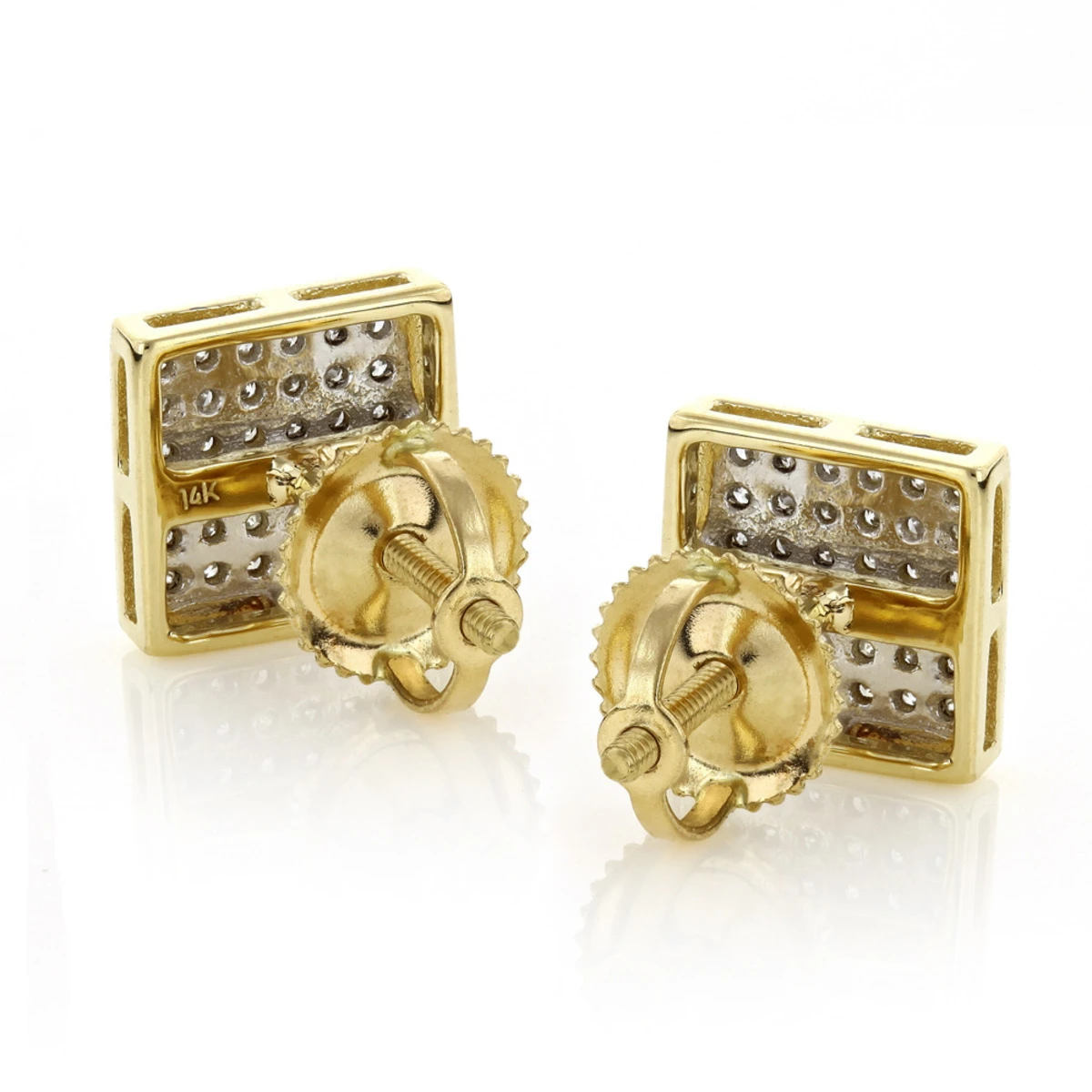 14K Yellow Gold Pave Set Round Diamond Studs Earrings 0.33ct 4 14K Yellow Gold Pave Set Round Diamond Studs Earrings 0.33ct - Image 4
