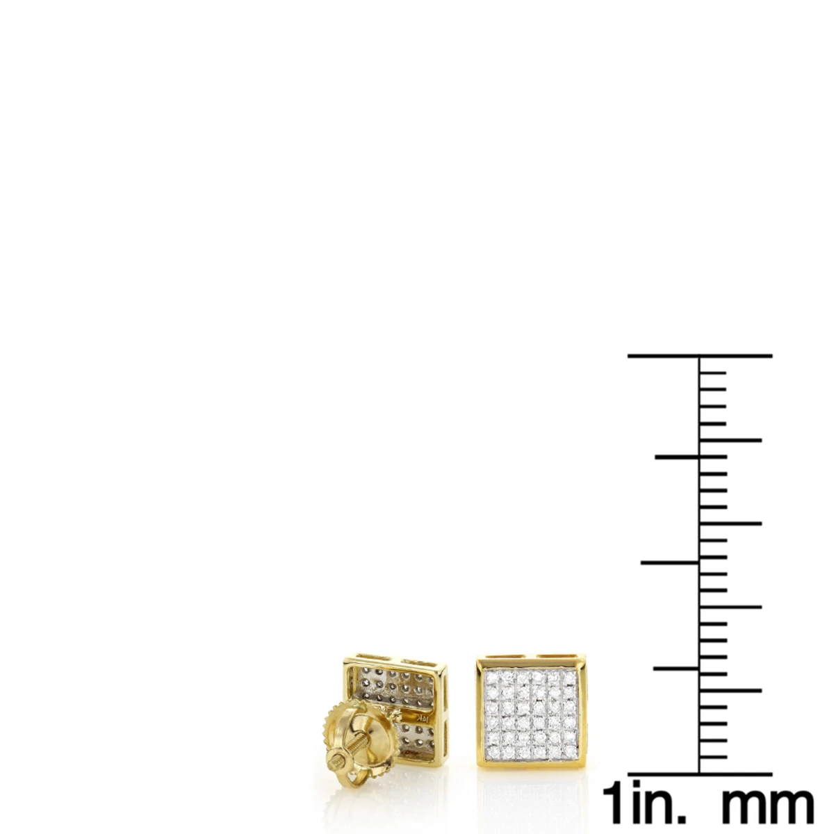 14K Yellow Gold Pave Set Round Diamond Studs Earrings 0.33ct 6 14K Yellow Gold Pave Set Round Diamond Studs Earrings 0.33ct - Image 6