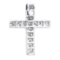 14K White Gold Princess Cut Diamond Cross Necklace 0.7ct 9 14K White Gold Princess Cut Diamond Cross Necklace 0.7ct -Urban Jewels Shop 14k gold princess cut diamond cross necklace 060ct p 26539 backwh