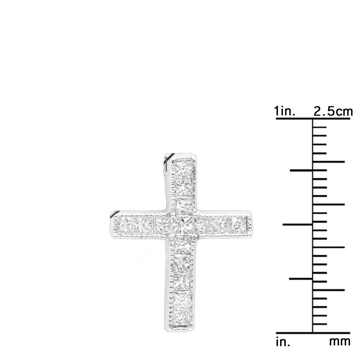 14K White Gold Princess Cut Diamond Cross Necklace 0.7ct 6 14K White Gold Princess Cut Diamond Cross Necklace 0.7ct - Image 6