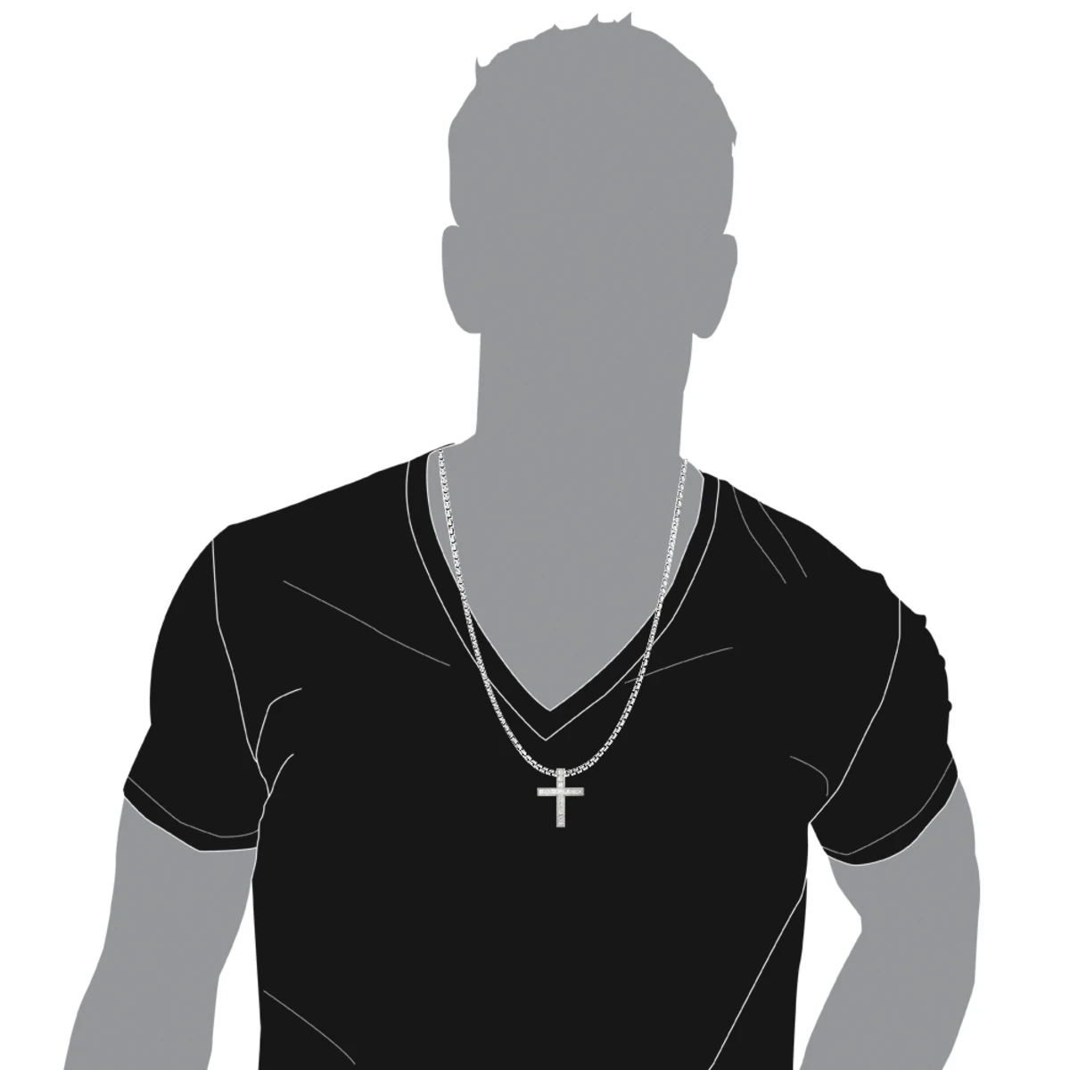 14K White Gold Princess Cut Diamond Cross Necklace 2.55ct 5 14K White Gold Princess Cut Diamond Cross Necklace 2.55ct - Image 5