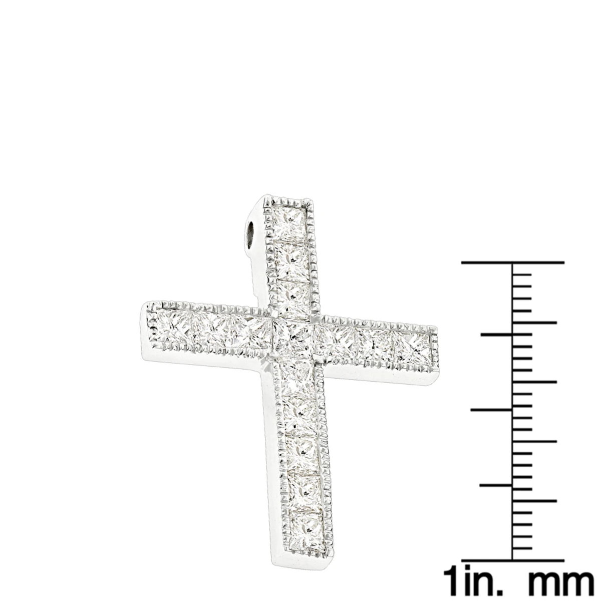 14K White Gold Princess Cut Diamond Cross Necklace 2.55ct 6 14K White Gold Princess Cut Diamond Cross Necklace 2.55ct - Image 6