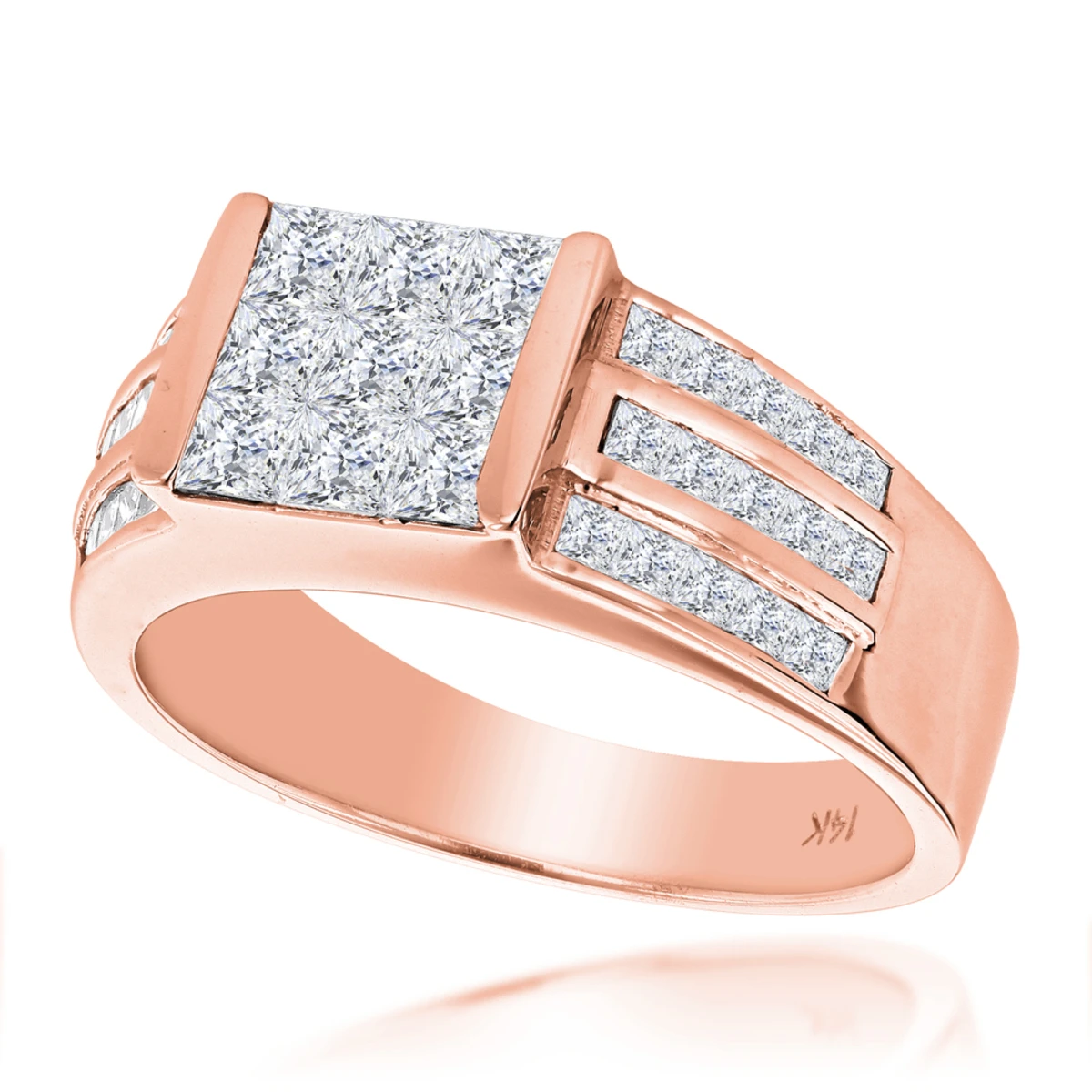 14K White Gold Princess Cut Diamond Ring 1.75ct Unique Wedding Band 3 14K White Gold Princess Cut Diamond Ring 1.75ct Unique Wedding Band - Image 3