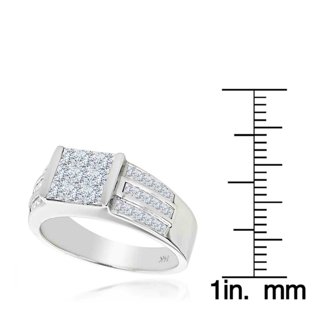14K White Gold Princess Cut Diamond Ring 1.75ct Unique Wedding Band 6 14K White Gold Princess Cut Diamond Ring 1.75ct Unique Wedding Band - Image 6