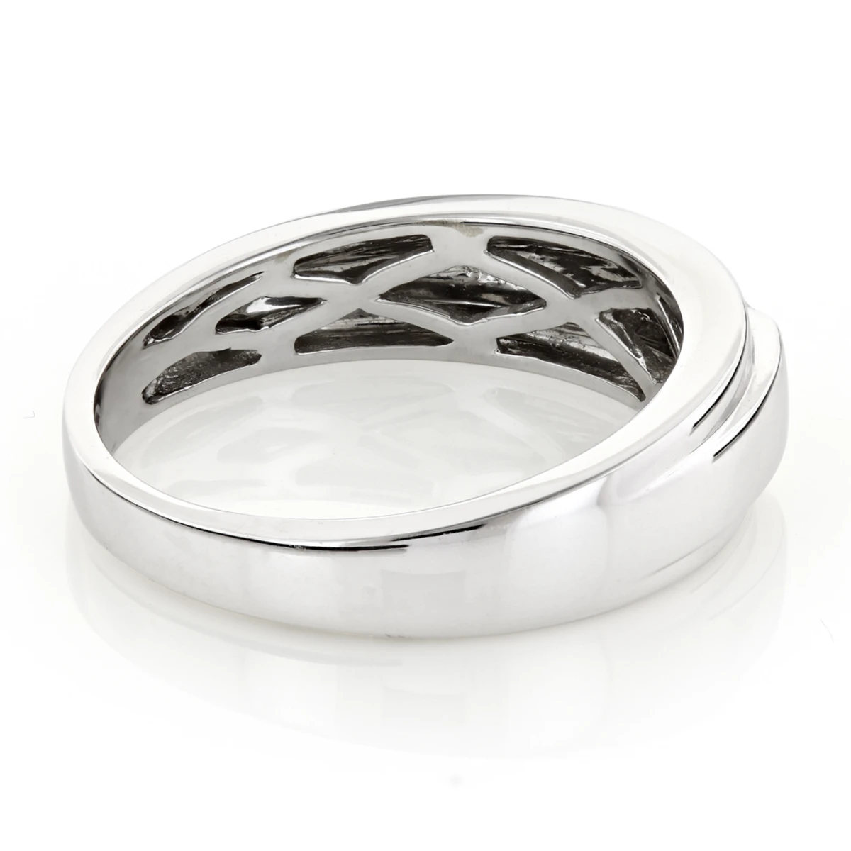 Solitaire 14K White Gold Princess Cut Diamond Wedding Band 0.25ct 4 Solitaire 14K White Gold Princess Cut Diamond Wedding Band 0.25ct - Image 4