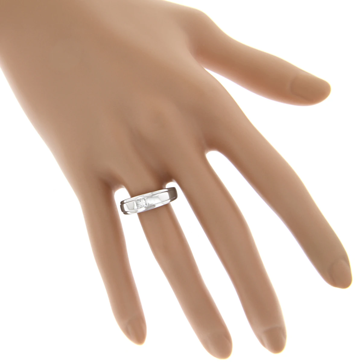 Solitaire 14K White Gold Princess Cut Diamond Wedding Band 0.25ct 5 Solitaire 14K White Gold Princess Cut Diamond Wedding Band 0.25ct - Image 5