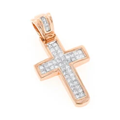 14K Yellow Gold Princess Diamond Cross Pendant 0.76ct -Urban Jewels Shop 14k gold princess diamond cross pendant 076ct p 6610 ro