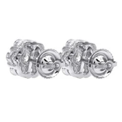 14K White Gold Prong Round Diamond Clusters Earrings 1.2ct Studs -Urban Jewels Shop 14k gold prong round diamond clusters earrings 12ct studs backwh