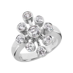 14K White Gold Right Hand Diamond Ladies Ring 0.75ct