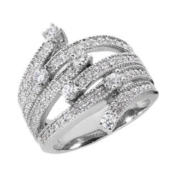 14K White Gold Right Hand Ladies Diamond Ring 0.94ct